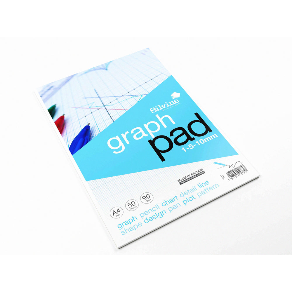 Silvine Graph Pad A4 1-5-10mm 90gsm 50 Sheets