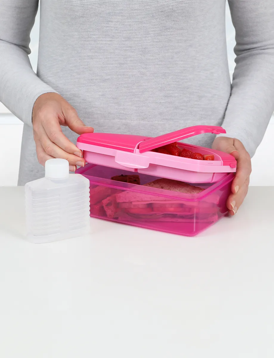 Sistema Lunch Box with Bottle Multi-Compartment 1.5L Pink