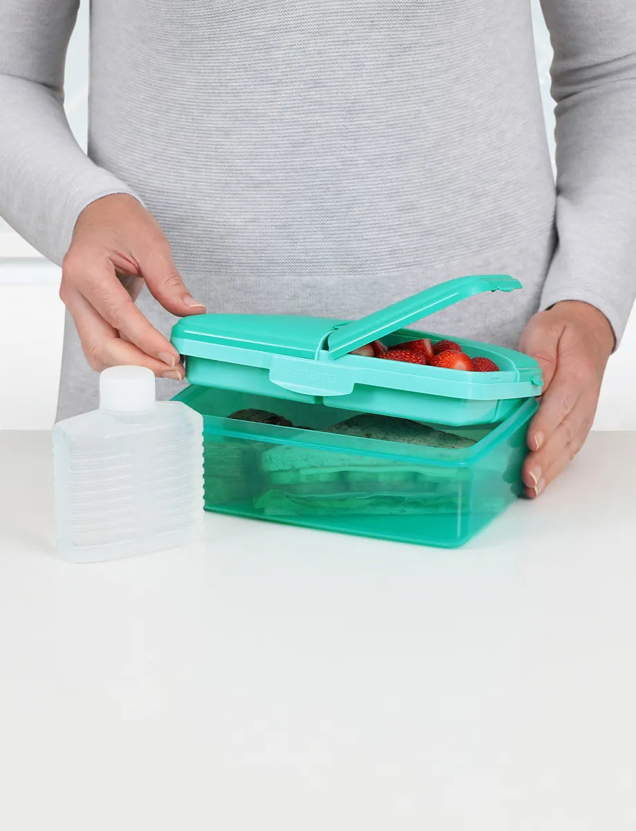Sistema Lunch Box with Bottle Multi-Compartment 1.5L Teal