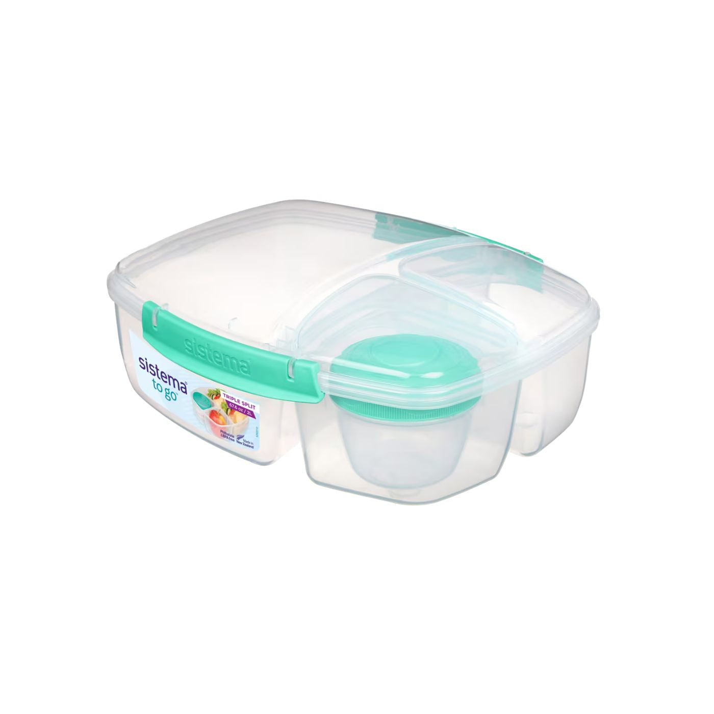 Sistema® 2L Triple Split TO GO™ with Yogurt Pot – Multi-Compartment Lunch Container