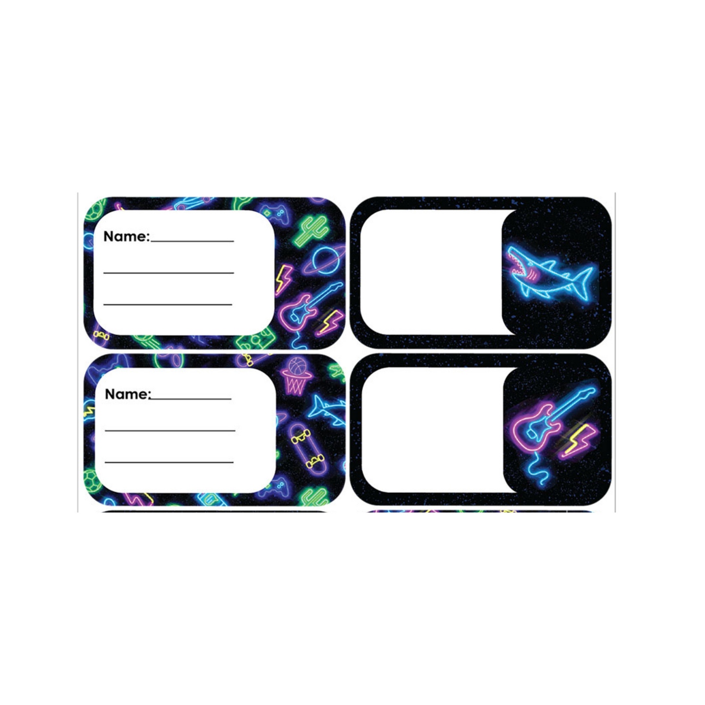 Spencil Self Adhesive Book Labels Neon Life Pack of 16