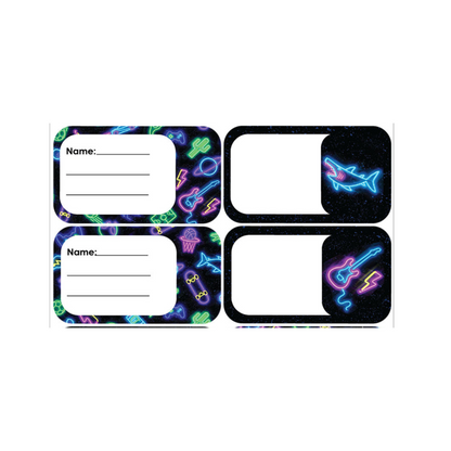 Spencil Self Adhesive Book Labels Neon Life Pack of 16