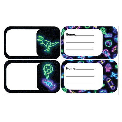 Spencil Self Adhesive Book Labels Neon Life Pack of 16