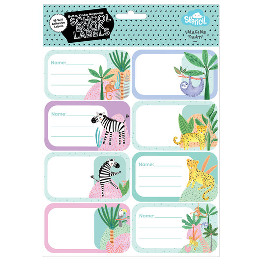 Spencil Self Adhesive Book Labels Wild Things Pack of 16