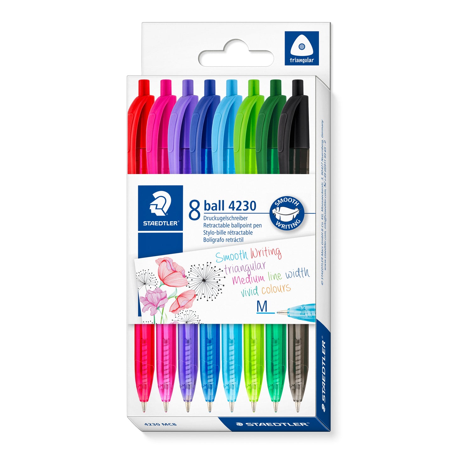 Staedtler Ballpoint Pen Triangular 4230 MC8 Medium Pack of 8 Assorted Colours