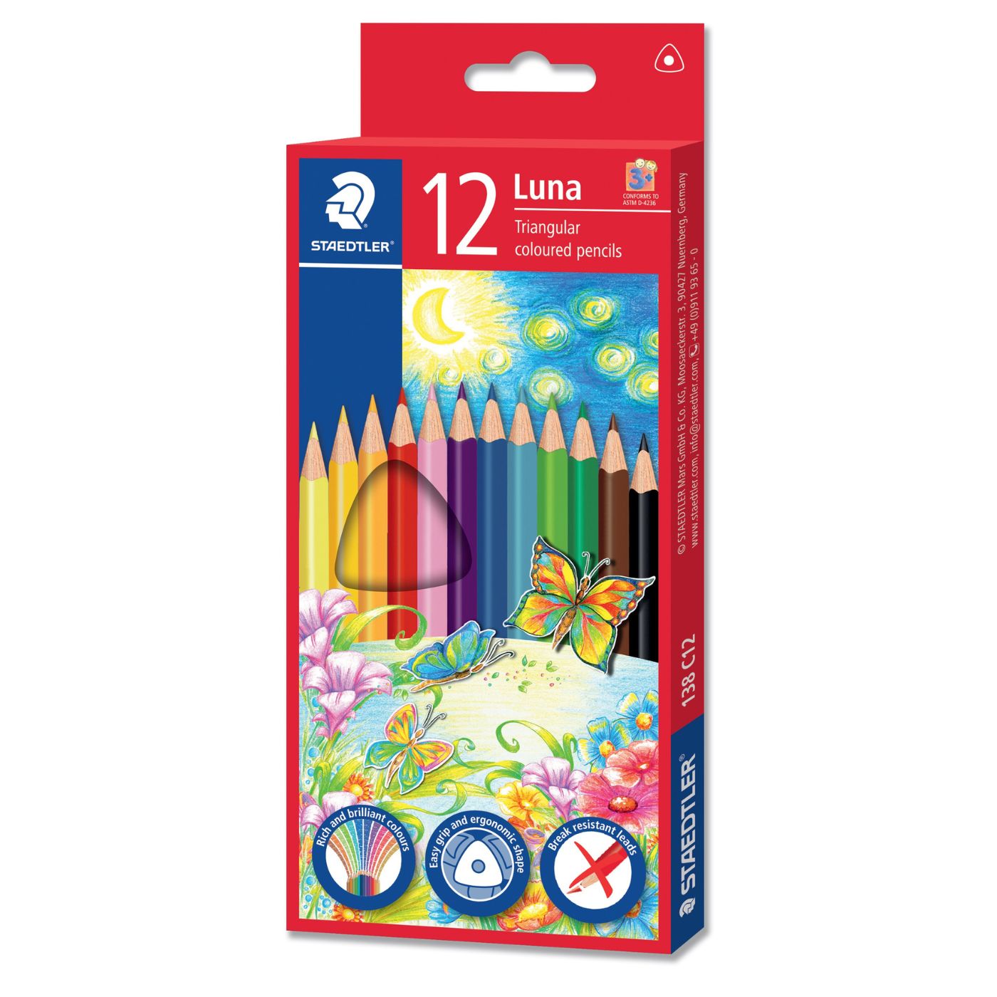Staedtler Colouring Pencils Triangular Luna Full Length 12 Pack