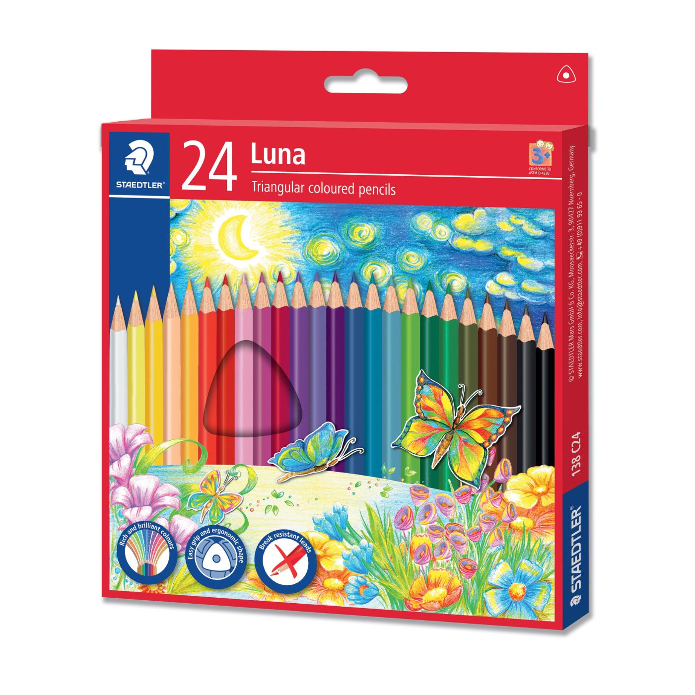 Staedtler Colouring Pencils Triangular Luna Full Length 24 Pack