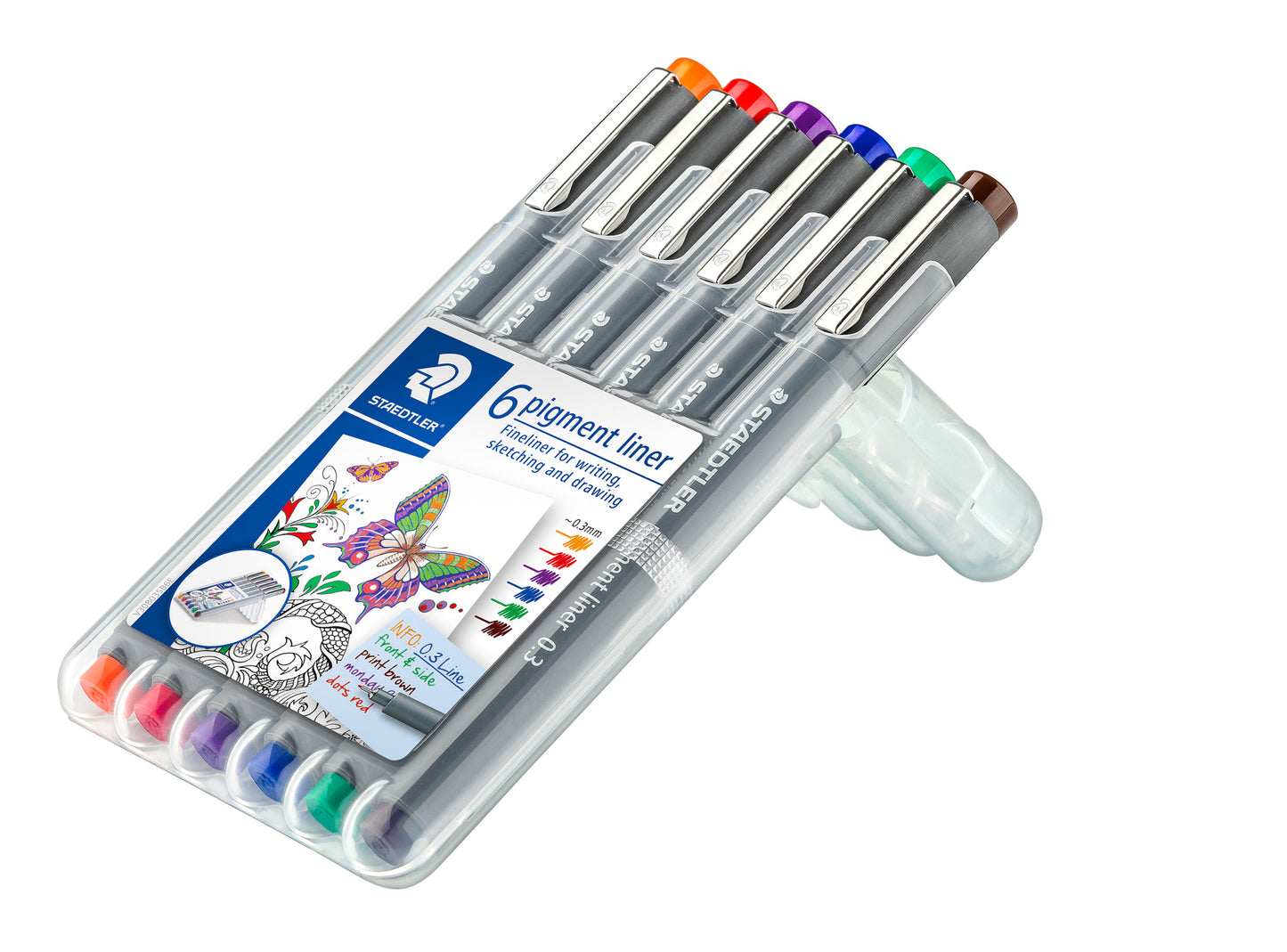 Staedtler Fineliner 308 Pigment Ink Pen Marsgraphic 0.3mm Pack of 6