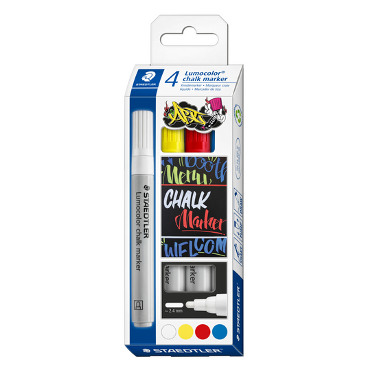 Staedtler Liquid Chalk Marker Pen Lumocolor® 344 Bullet Tip 2.4mm Pack of 4