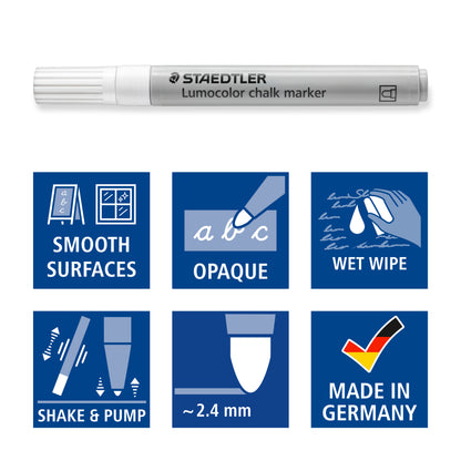 Staedtler Liquid Chalk Marker Pen Lumocolor® 344 Bullet Tip 2.4mm White