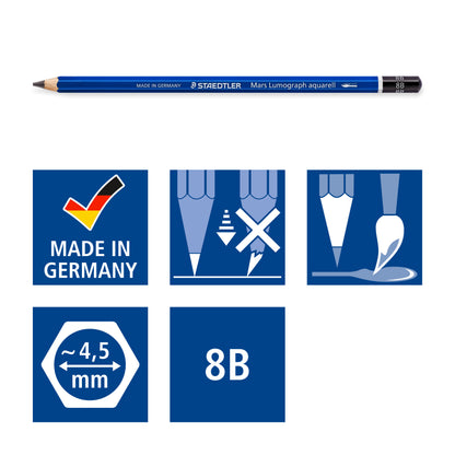 Staedtler Mars® Lumograph® Aquarell 100A-8B Premium Watercolour Graphite Pencil 8B