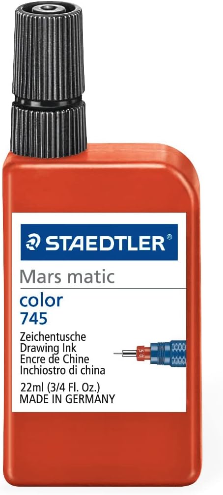 Staedtler Mars® Matic Drawing Ink 22ml for Paper and Film 745-2 Red