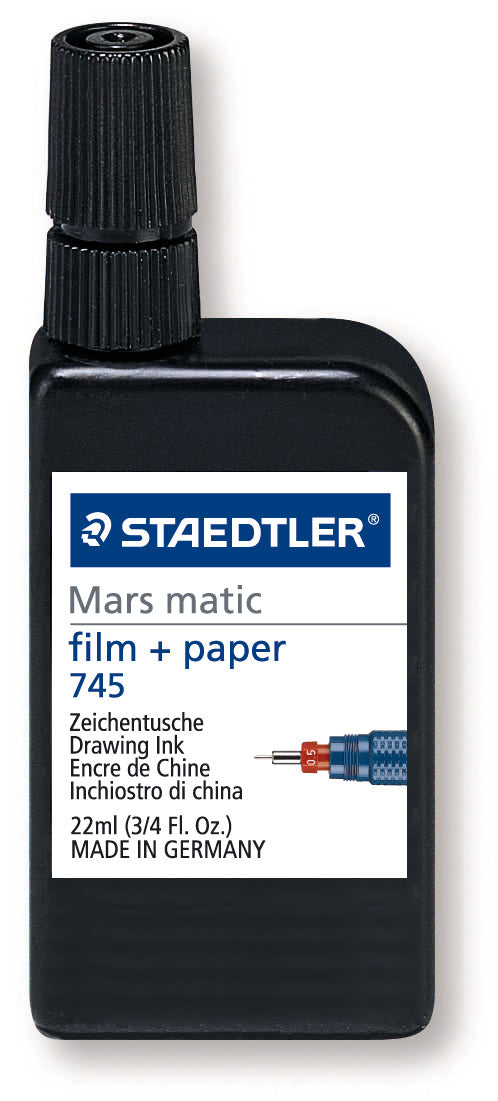 Staedtler Mars® Matic Drawing Ink 22ml for Paper and Film 745M Black