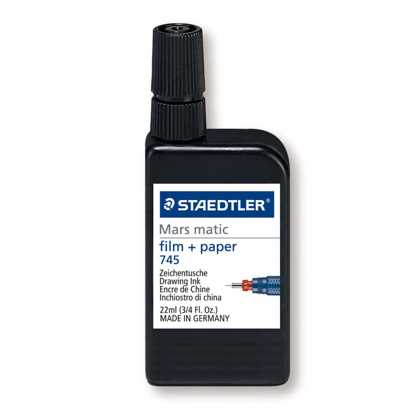 Staedtler Mars® Matic Drawing Ink 22ml for Paper and Film 745M Black