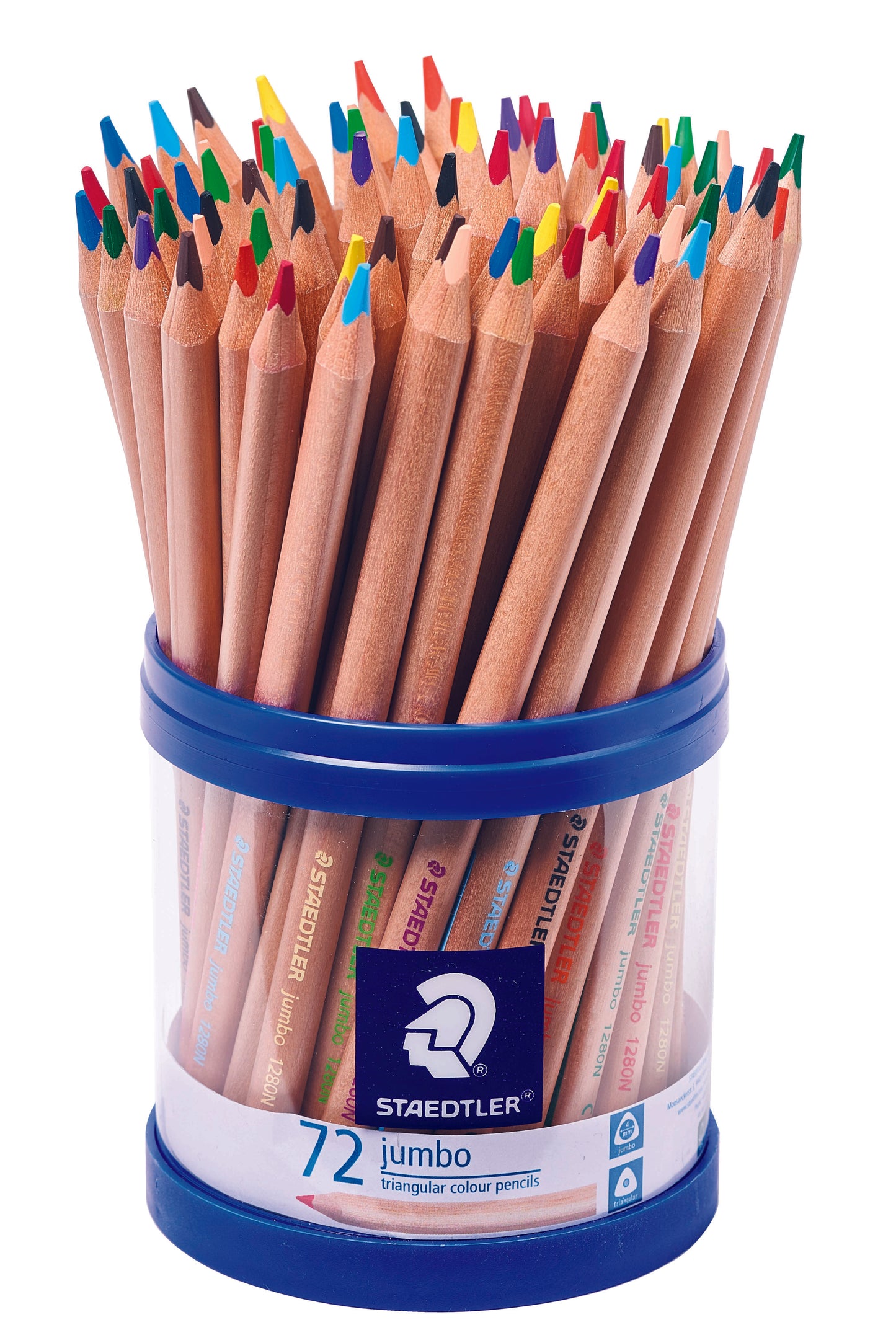 Staedtler Triangular Jumbo Coloured Pencils 1280N KP72 Natural Cup of 72