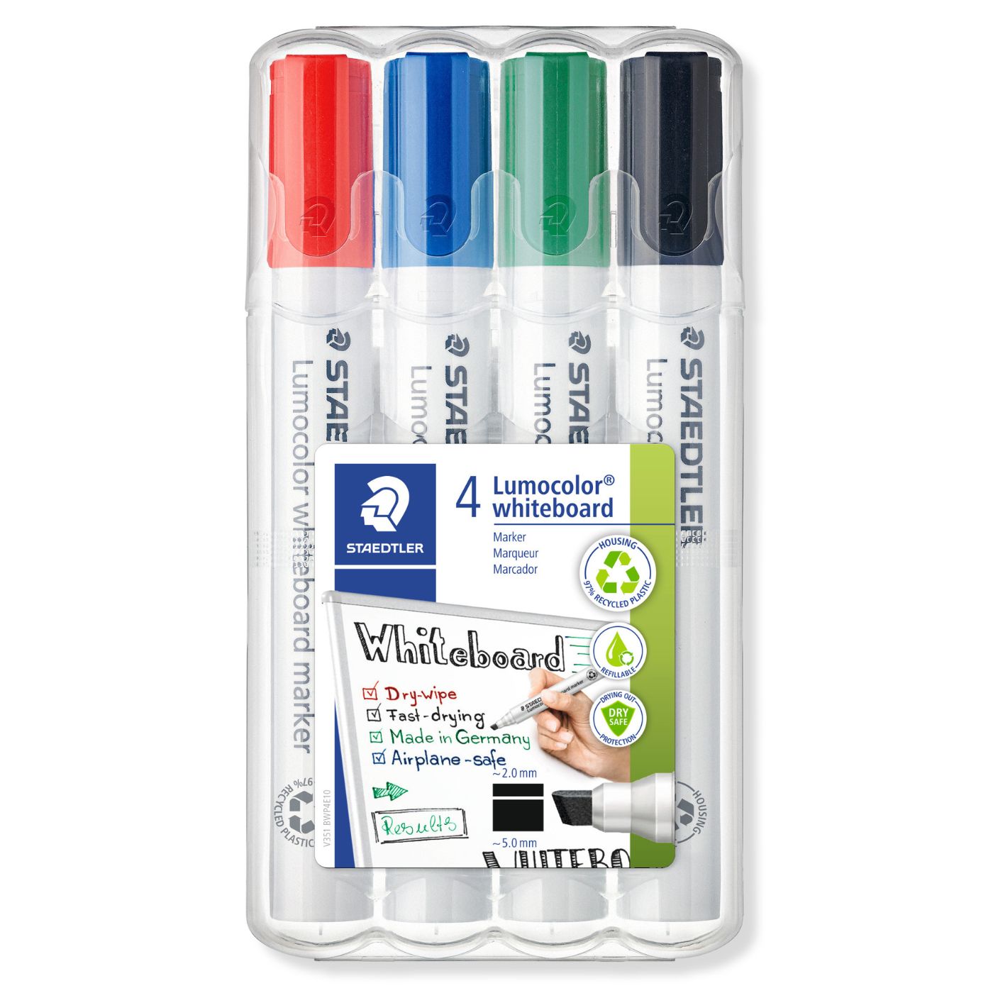 Staedtler Whiteboard Marker 351 B WP4 Lumocolor Chisel Tip Wallet 4