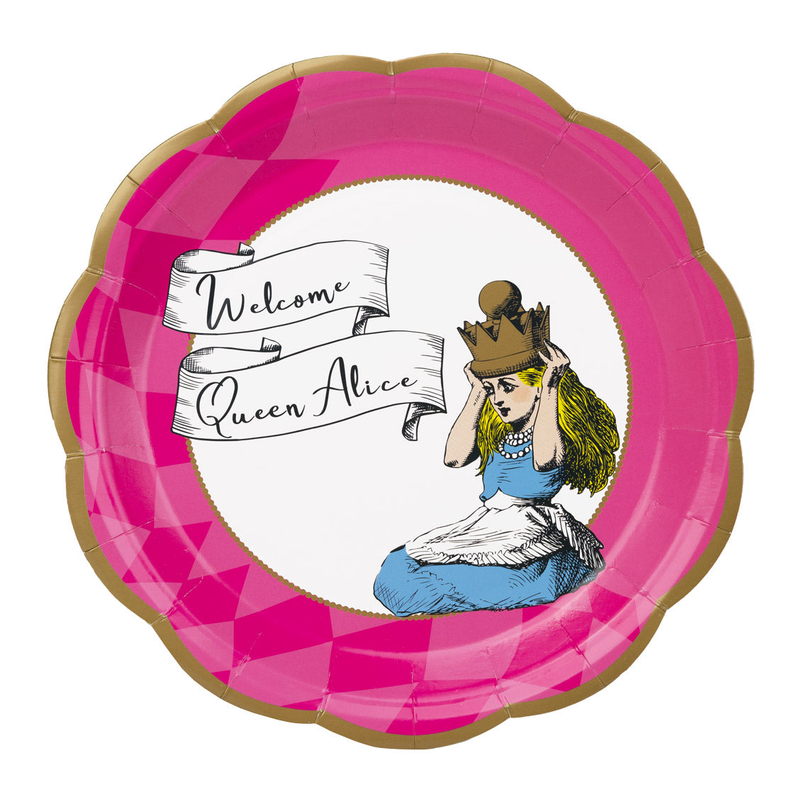 Talking Tables Alice in Wonderland Bright Blue Scalloped Paper Plates 23cm Pack of 12