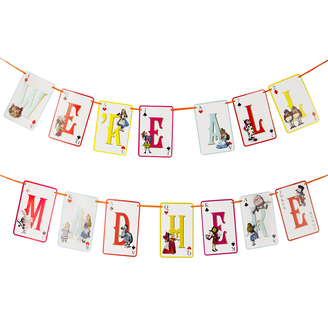 Talking Tables Alice in Wonderland Bright Multi Coloured Double Sided Bunting - 3m