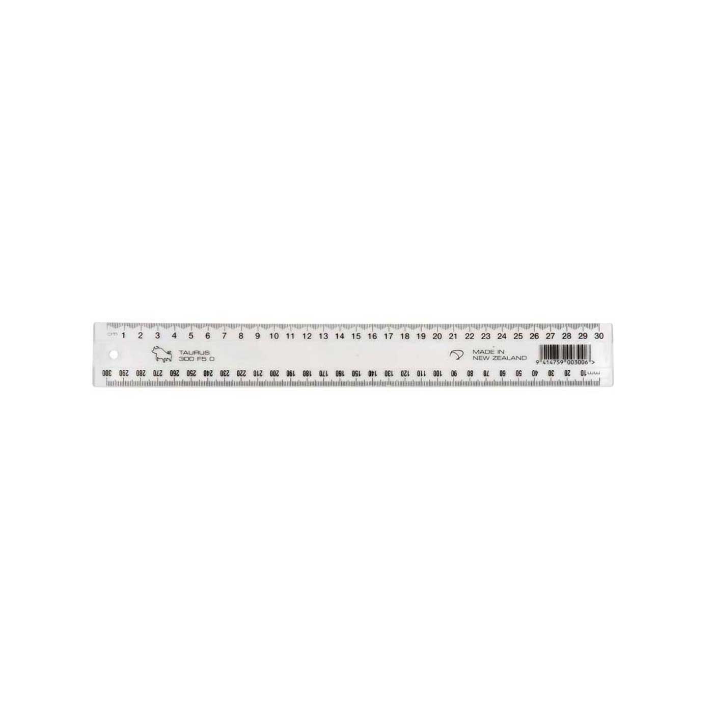 Taurus Ruler Clear Plastic 30cm