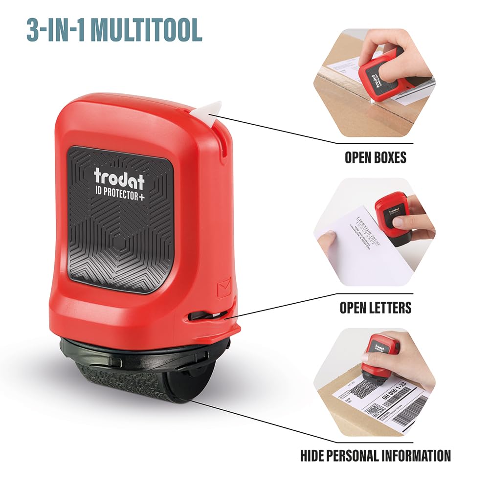 Trodat ID Protector+ Ink Roller with Integrated Box & Letter Opener (3-in-1)