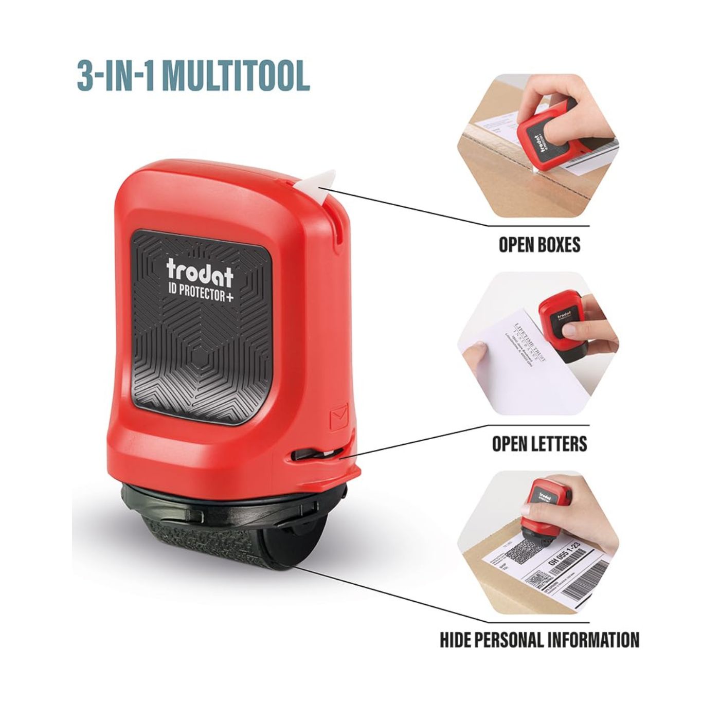 Trodat ID Protector+ Ink Roller with Integrated Box & Letter Opener (3-in-1)