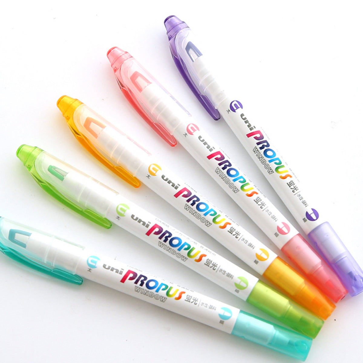 Uni Propus Window Double-Ended Highlighter 4.0mm/0.6mm Pastel Pack of 5