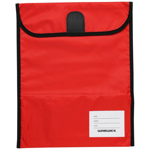 Warwick Homework Book Bag Hook & Loop Large 29x36cm Red