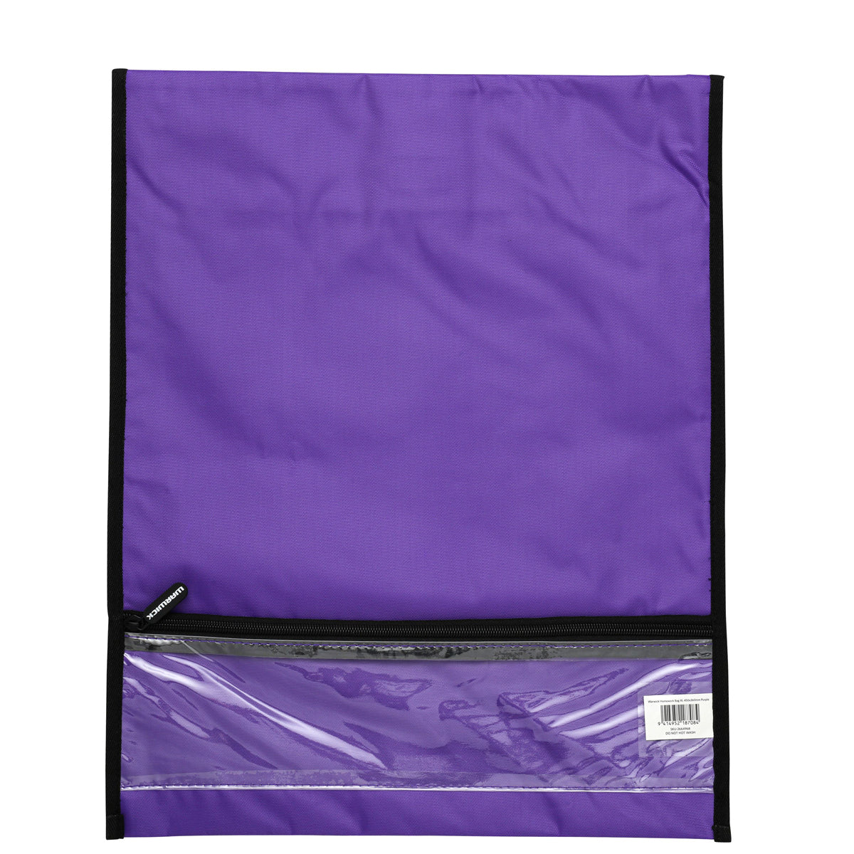 Warwick Homework Book Bag Zipped Pocket Large 29 x 36cm Purple