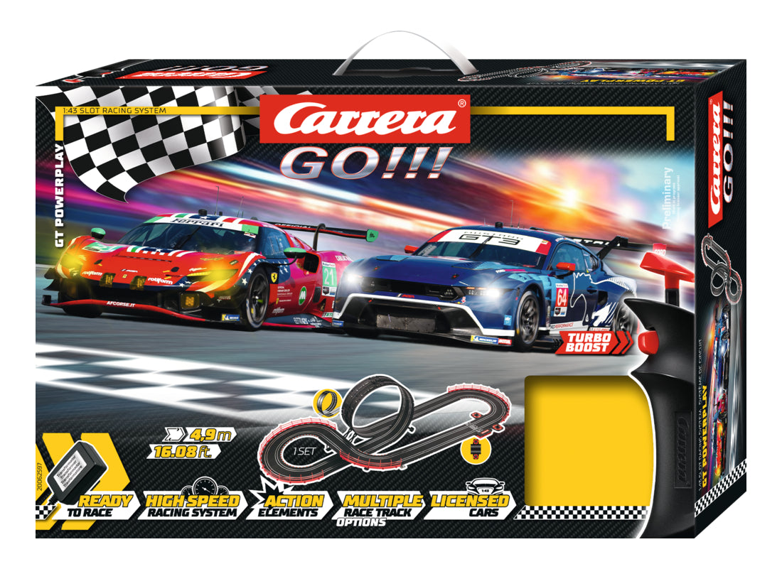 Carrera GO!!! Set GT Powerplay – 4.9m Track with Ford Mustang GT3 & Ferrari 296 GT3