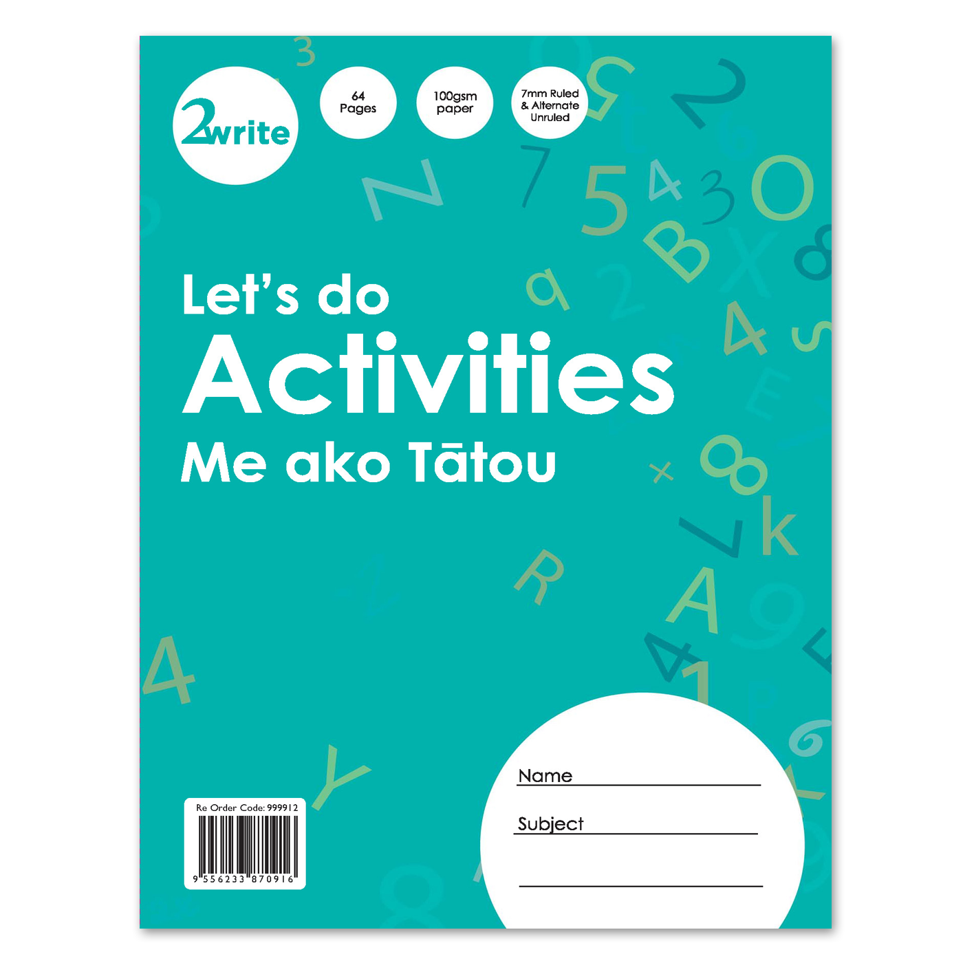 2Write Activities Book Me ako Tātou 7mm Ruled & Alternate Unruled 100gsm 64 pages