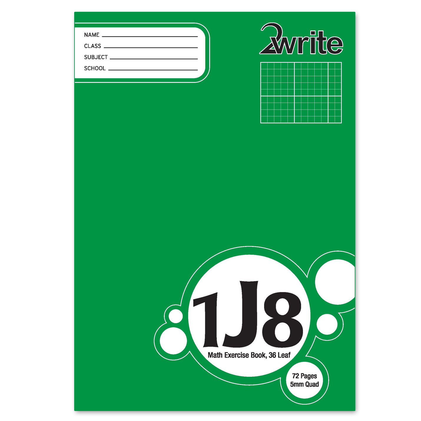 2Write 1J8 Quad Exercise Book A4 36 Leaf 5mm Quad