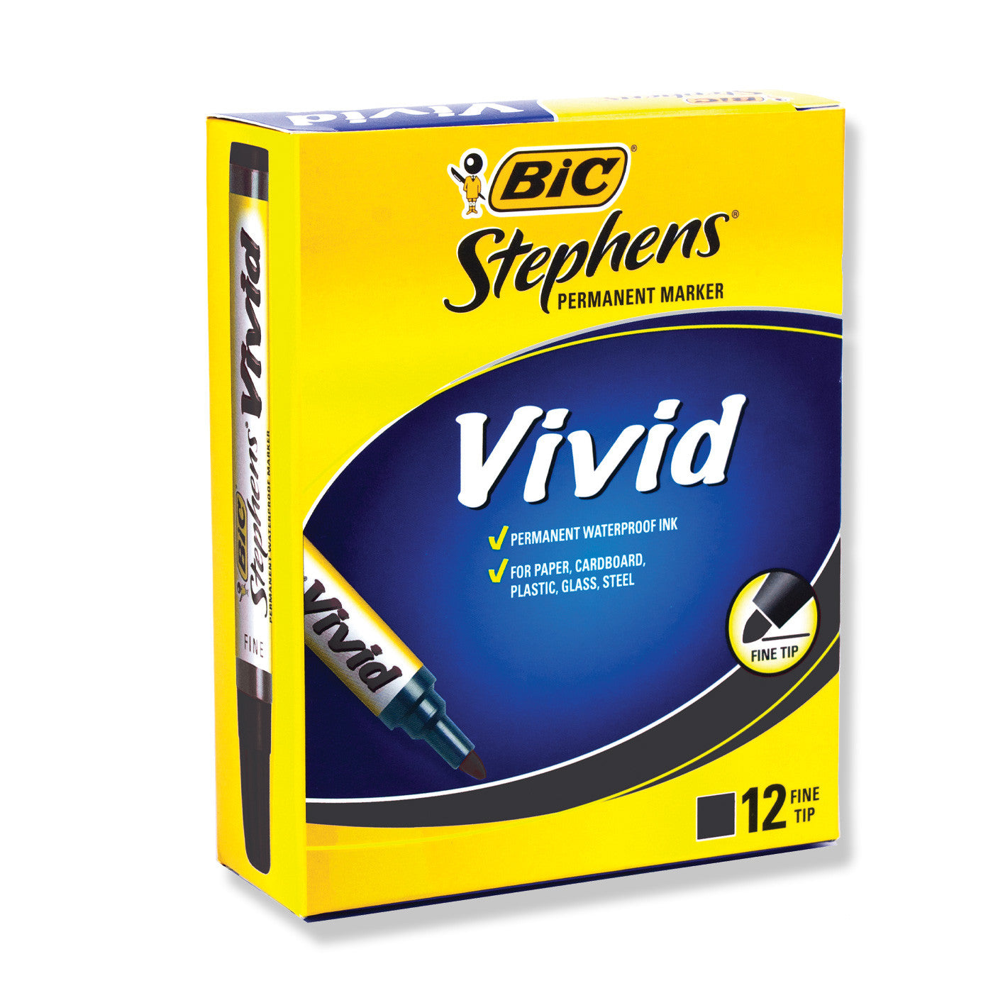 BIC Stephens Vivid Permanent Marker Fine Black Bullet Tip - School Depot NZ
