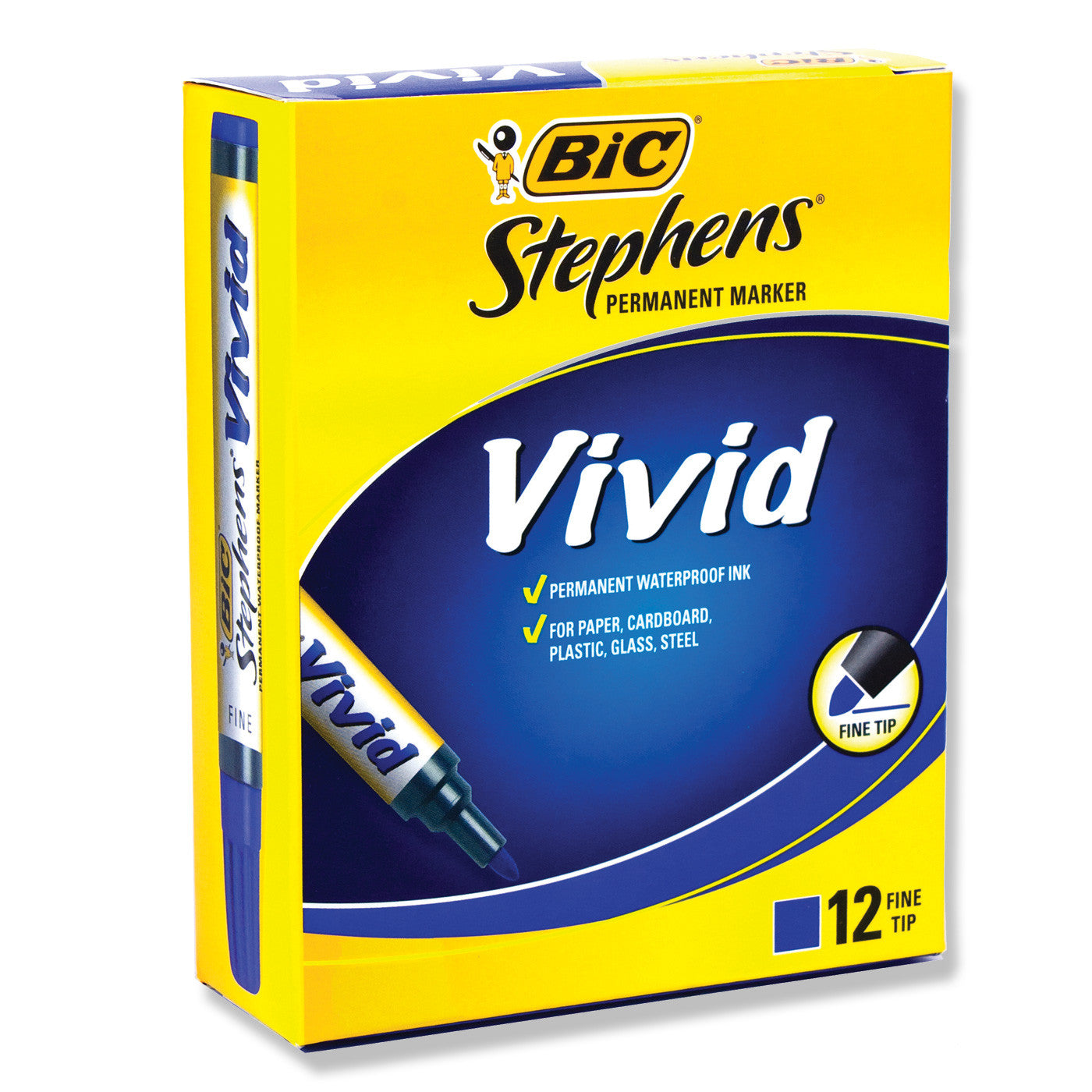 BIC Stephens Vivid Permanent Marker Fine Blue Bullet Tip - School Depot NZ