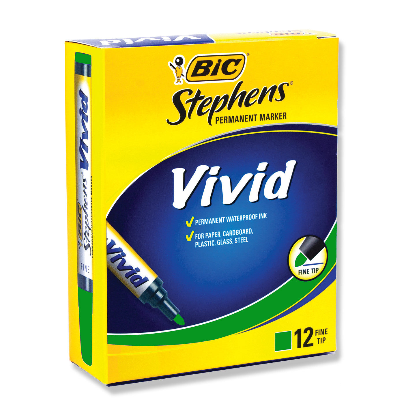 BIC Stephens Vivid Permanent Marker Fine Green Bullet Tip - School Depot NZ
