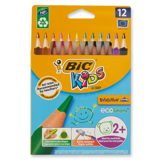 BiC Kids Evolution Triangular Coloured Pencils 12 Pack