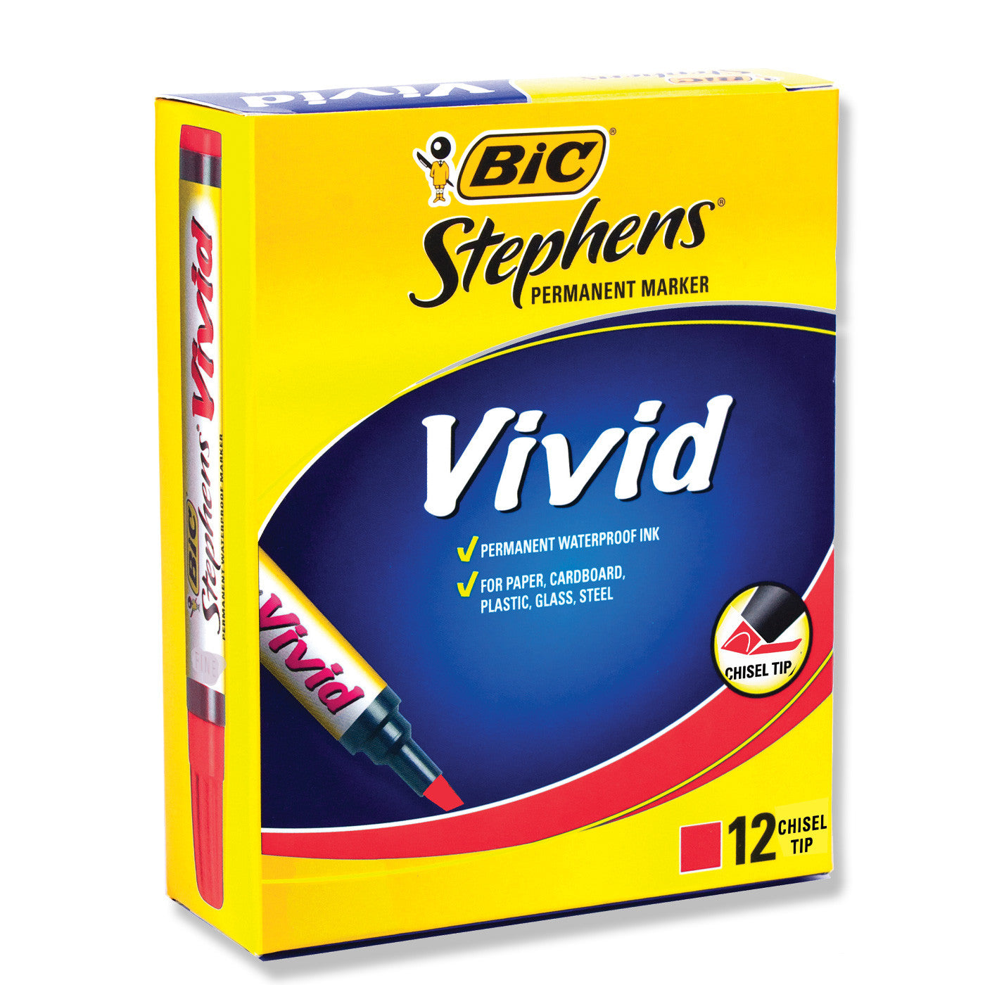 BIC Stephens Vivid Permanent Marker Red Chisel Tip - School Depot NZ