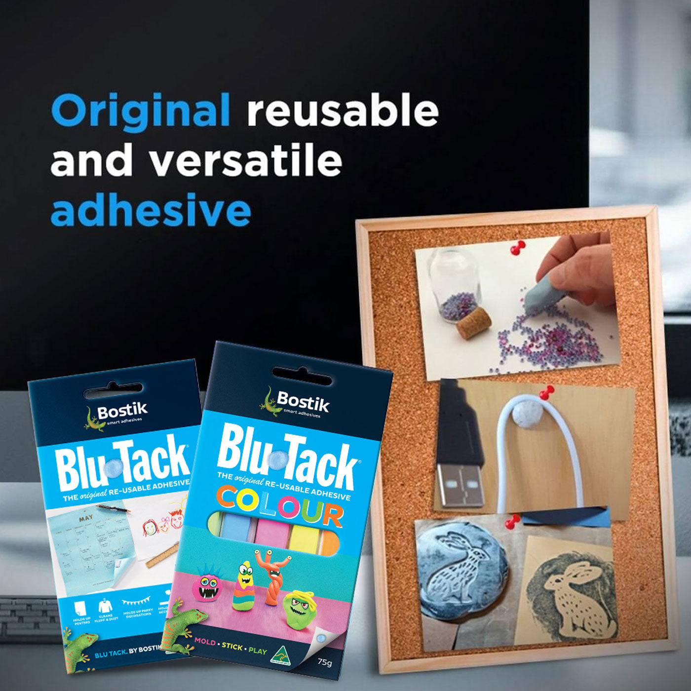 Bostik Blu-Tack Reusable Adhesive Coloured 75gm