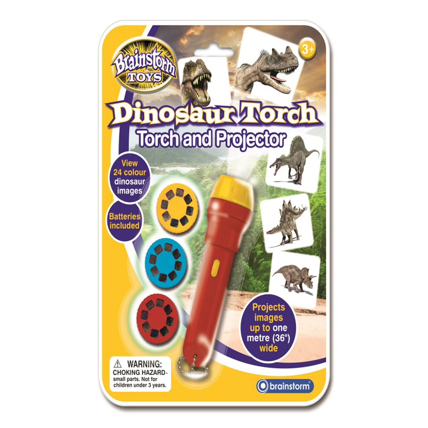 Brainstorm Toys Projector Torch with 3 Disks 24 images Dinosaur