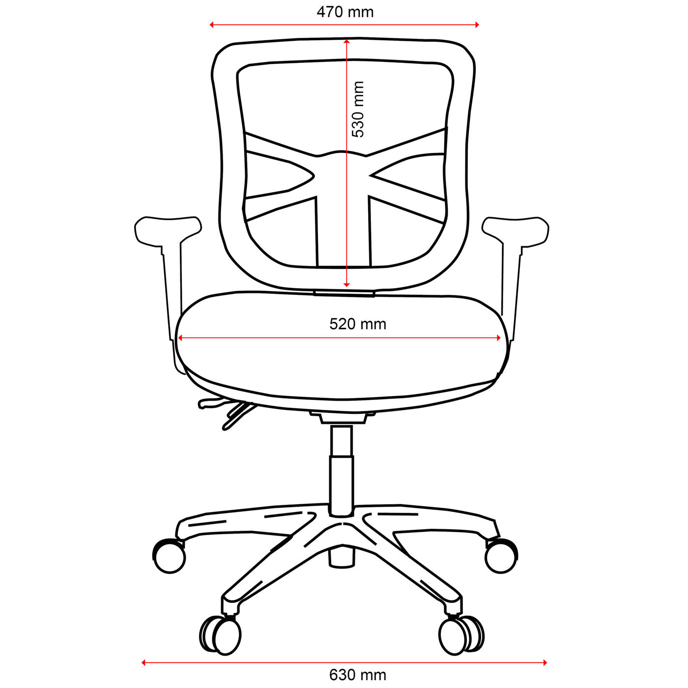 Buro Office Chair with Armrest Metro Black Line Drawing