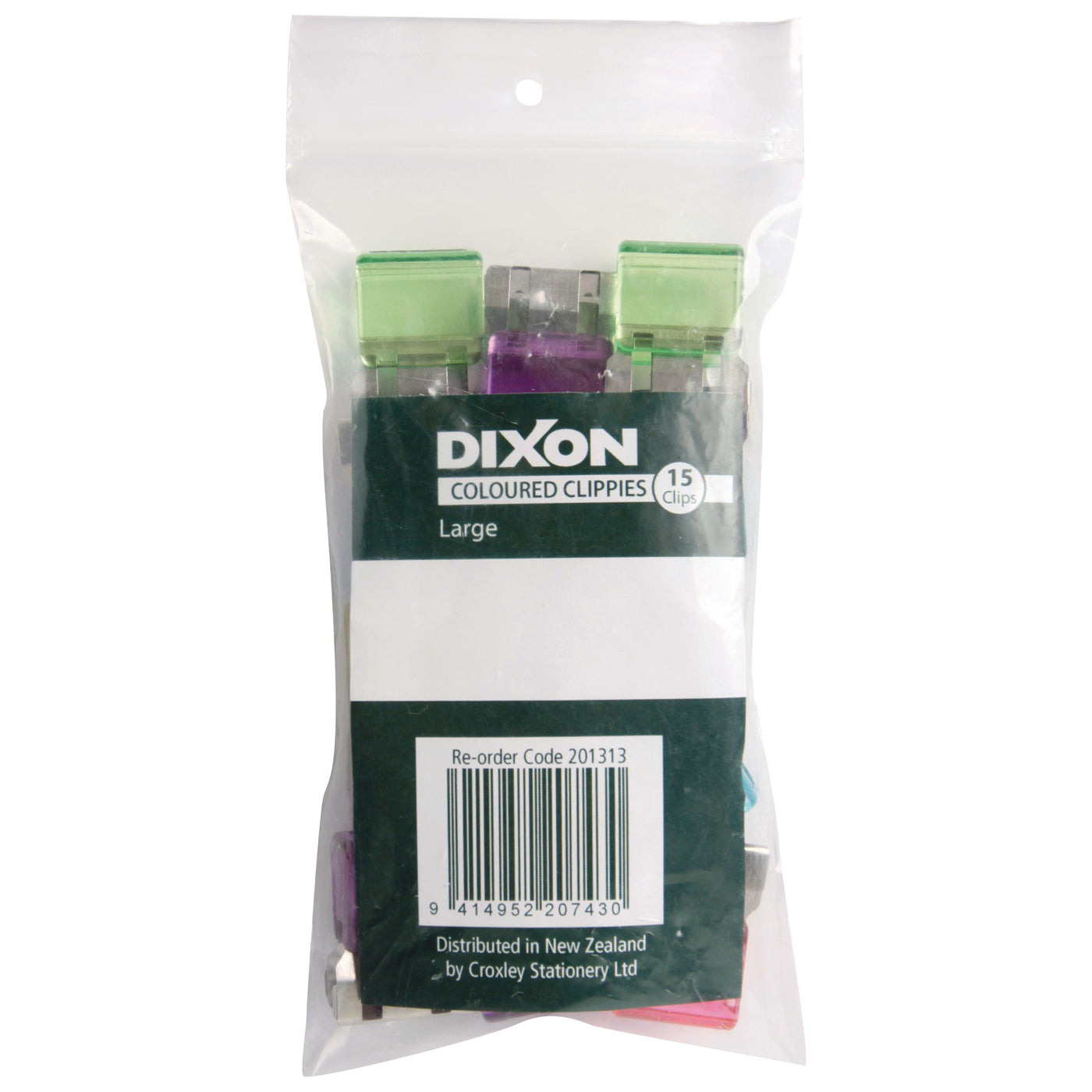 Dixon Paper Clips Clippie Large Coloured Pack 15