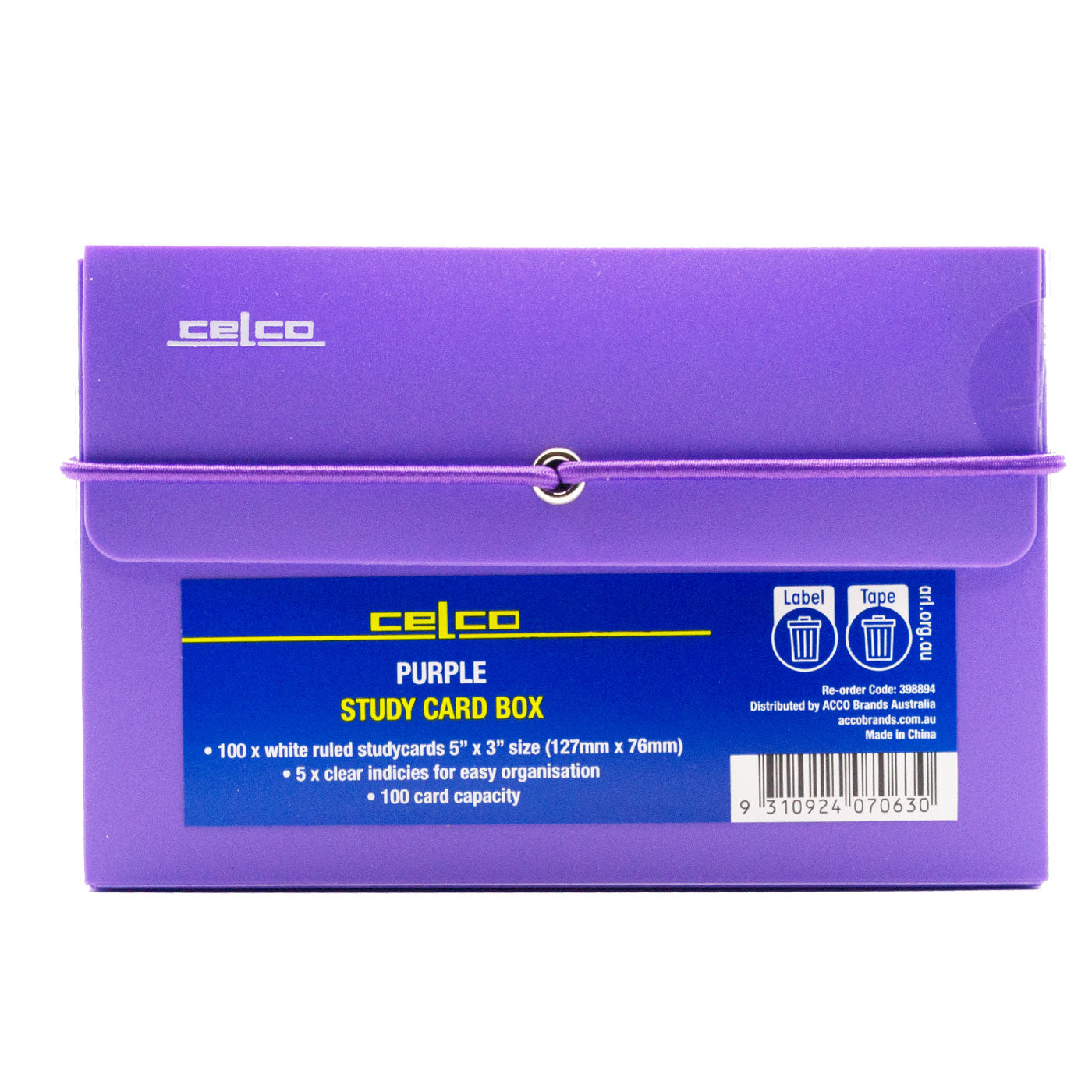 Celco System Card File Box 127 x 76mm Purple