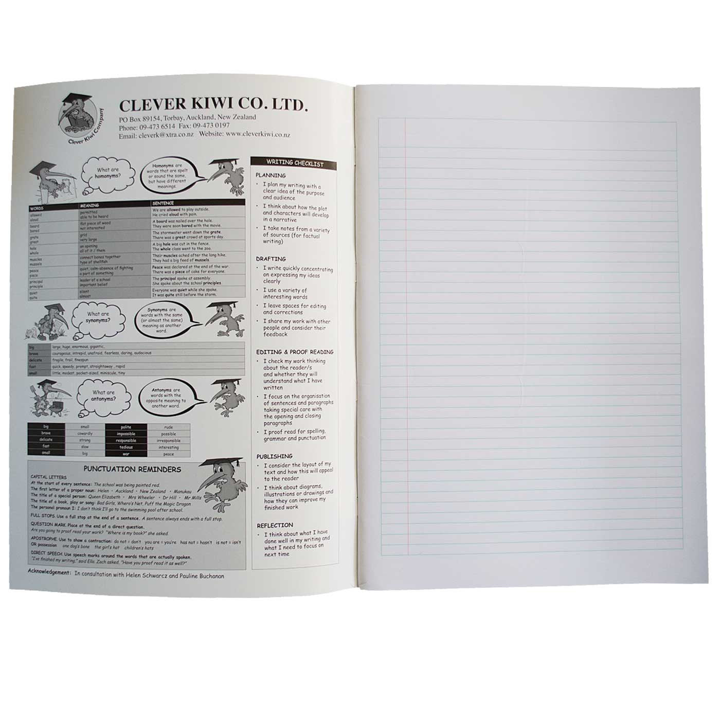 Clever Kiwi All Purpose Book - Inside Cover