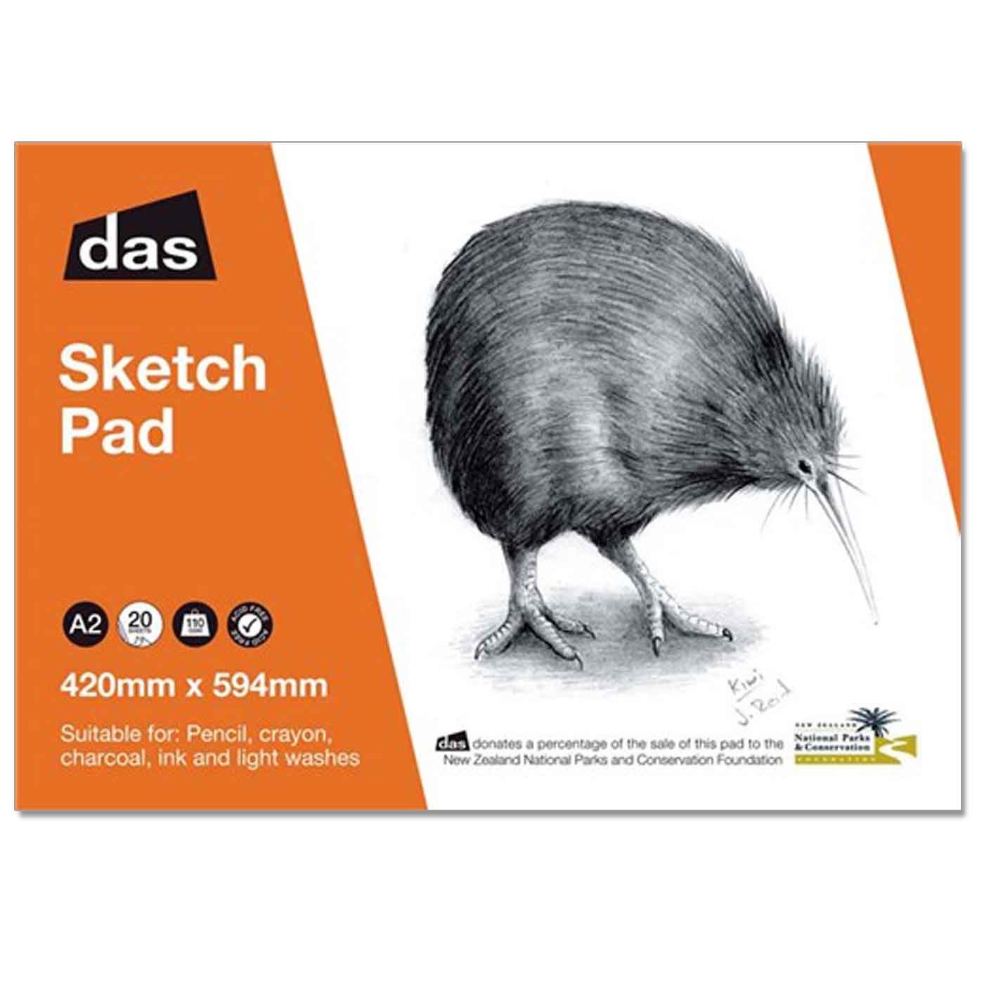 Das Sketch Pad Kiwi 110gsm 20 Sheets A2