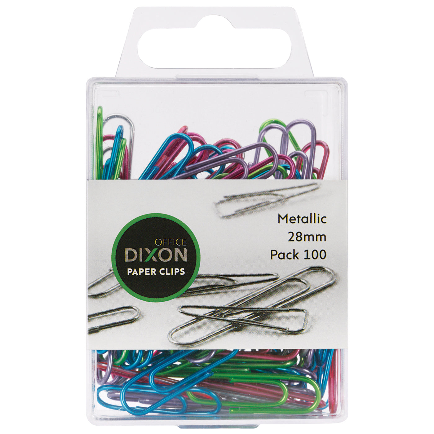 Dixon Paper Clips Round Mettalic Colours 28mm Pack 100 - School Depot