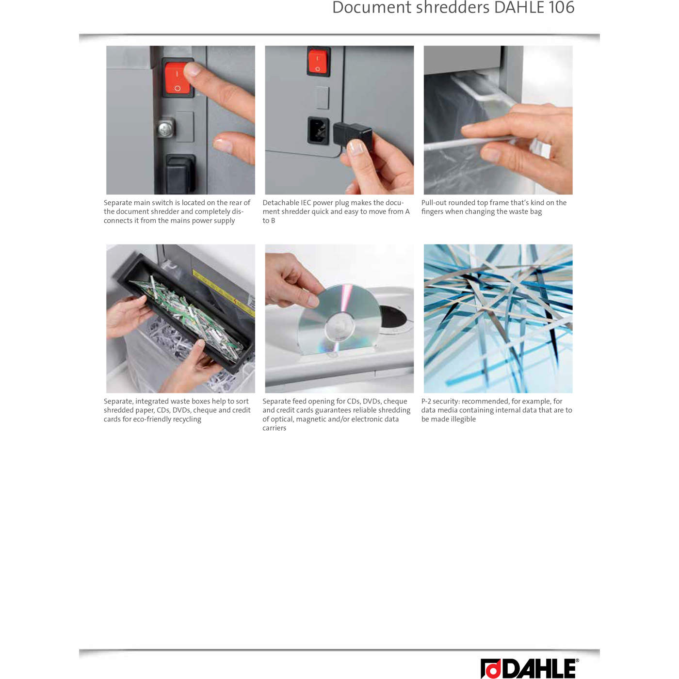 Dahle Office Paper Shredder 40306 P2 60L Strip-Cut