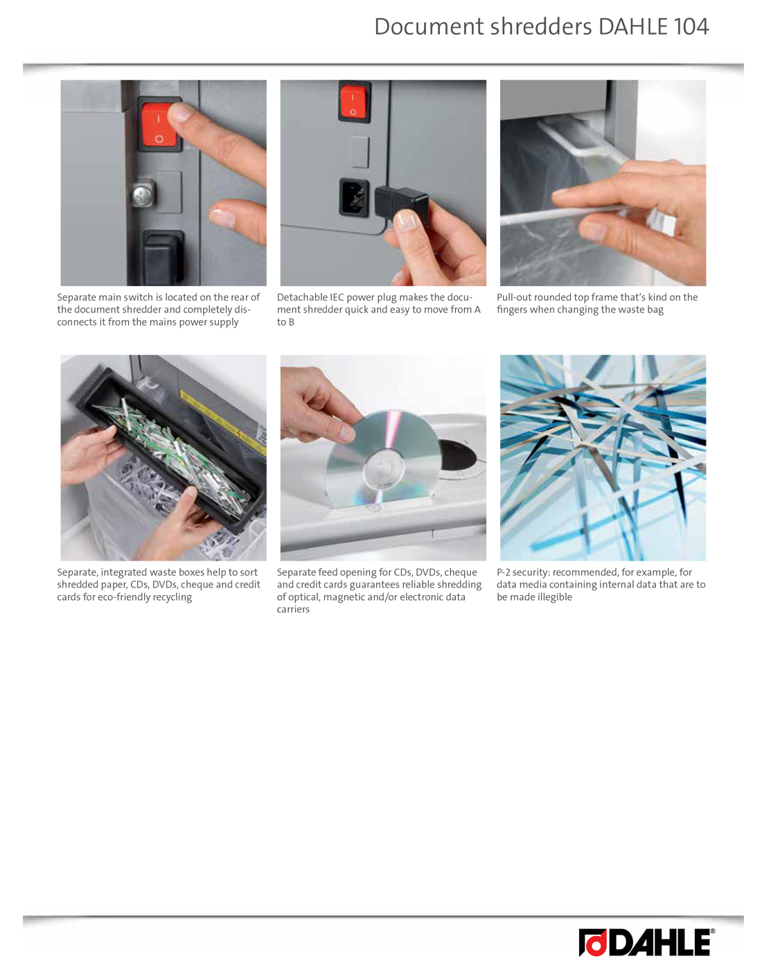 Dahle Office Paper Shredder 40206 P2 40L Strip-Cut