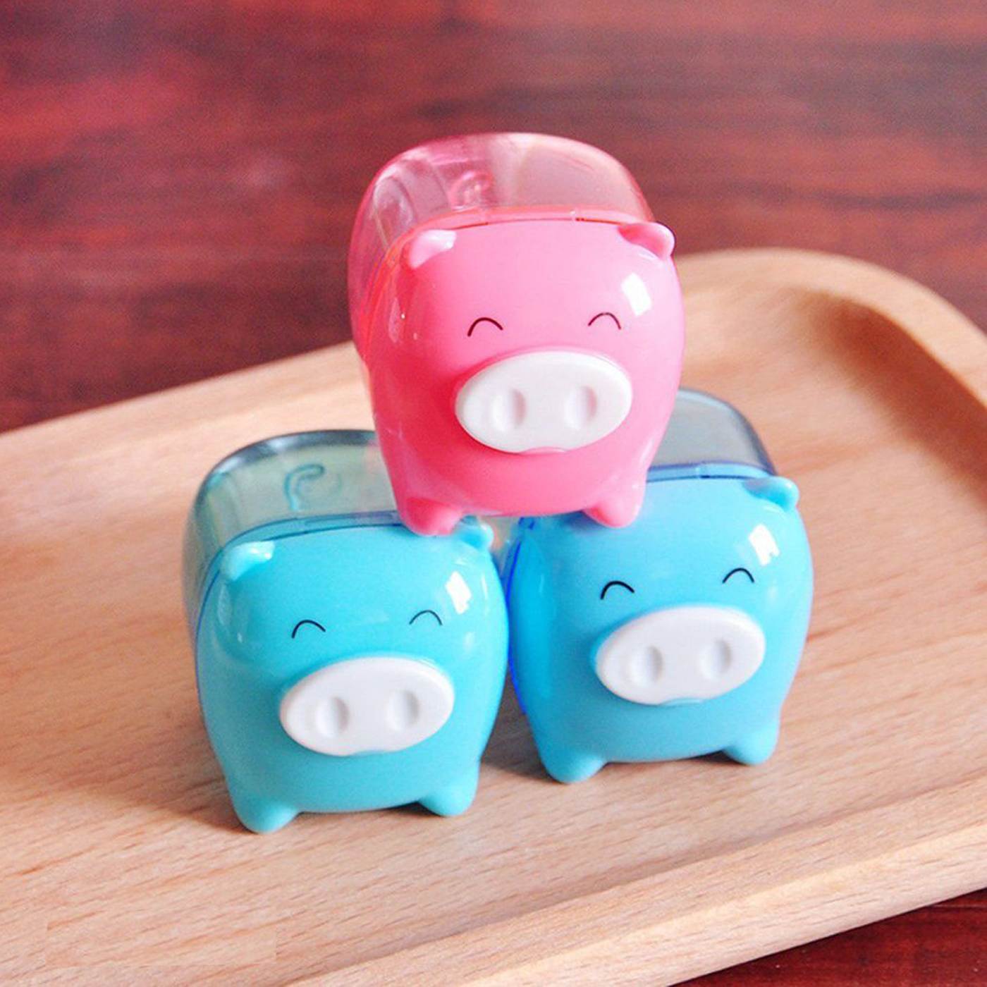 Deli Pencil Sharpener Single Hole with Container Piggy Assorted