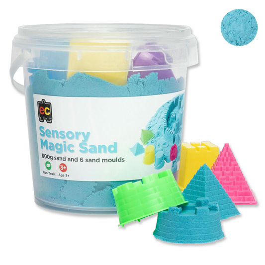 EC Sensory Magic Sand with 6 Moulds 600gm Tub Blue