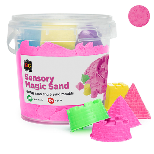 EC Sensory Magic Sand with 6 Moulds 600gm Tub Pink
