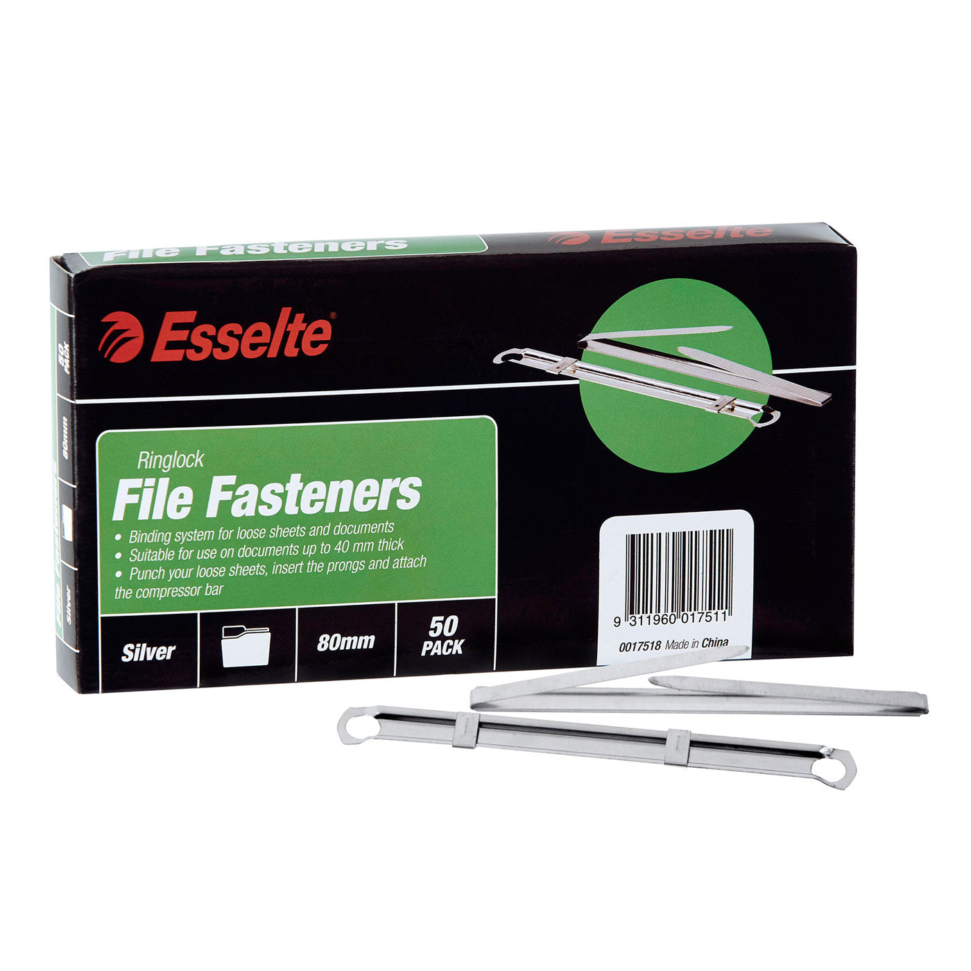 Esselte Paper Fastener 2 Piece Metal Box of 50